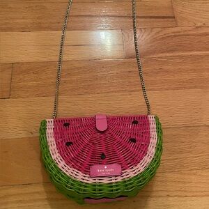 Rare Kate Spade Woven Pink and Green Watermelon Bag